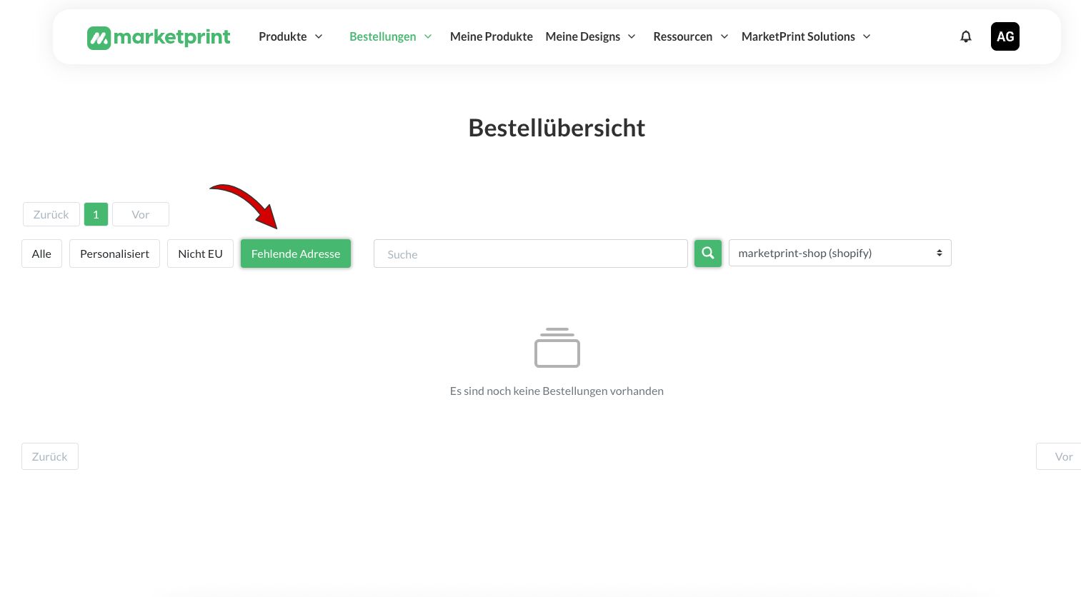 Lieferadresse manuell in MarketPrint übertragen