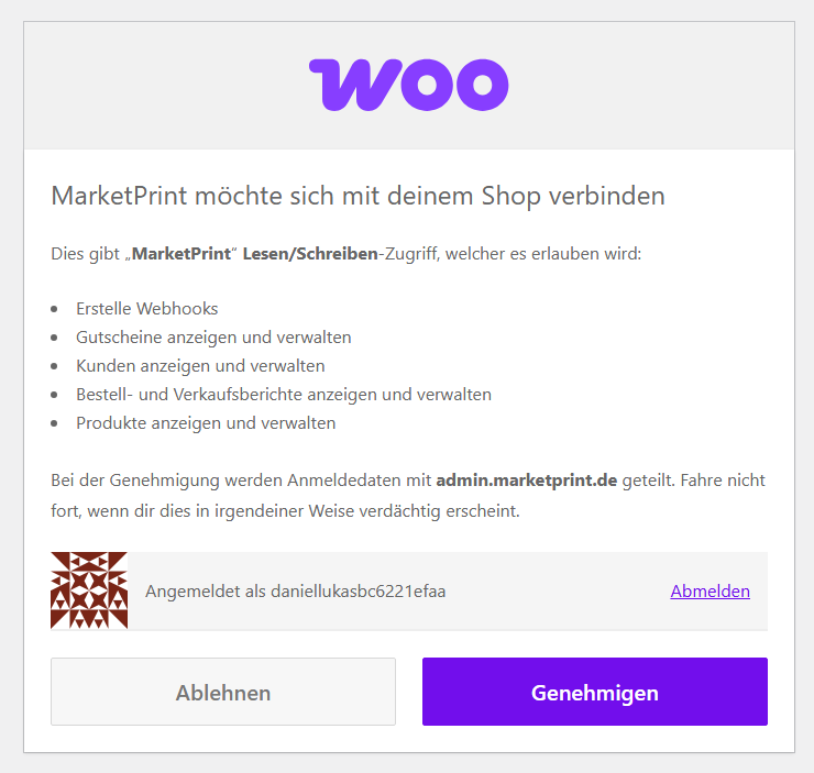 WooCommerce – Zugriff mit Genehmigen bestätigen