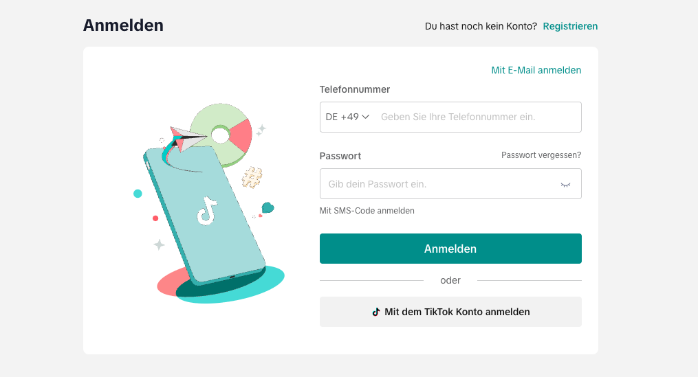 Bei TikTok Shop anmelden