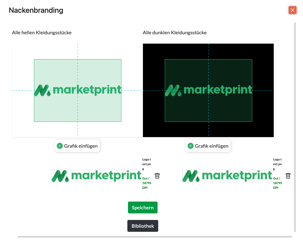 Branding für helle und dunkle Kleidungsstücke einfügen